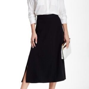 Achro Double Slit Black Midi Skirt L